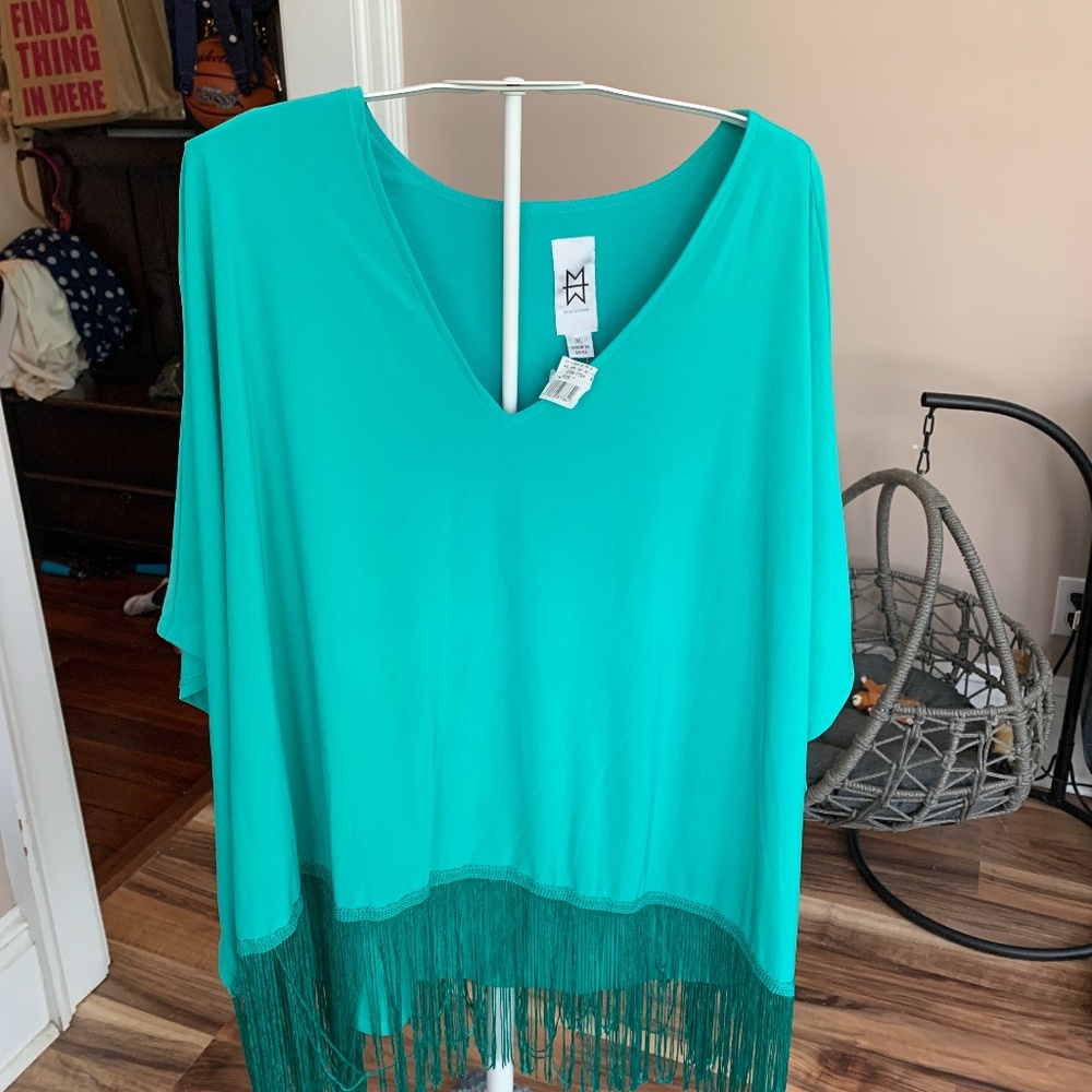 Marc Brouwer NWT fringed poncho / blouse.